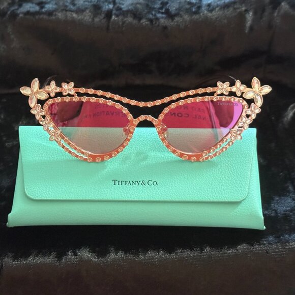 Tiffany Eyewear Sunglasses in Rose Gold-plated Metal with Mirrored Lenses NWT - Picture 12 of 15
